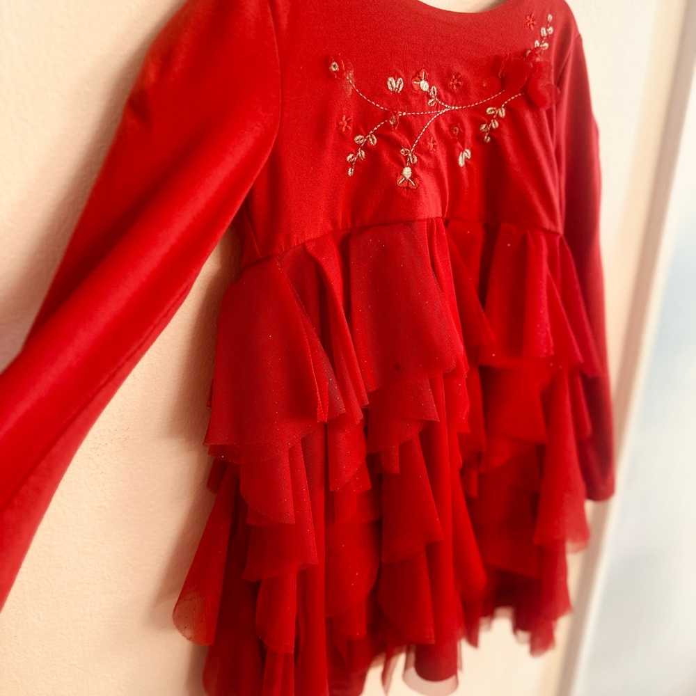 Biscotti Red Ruffled Kids Dress - Picture 2 of 5